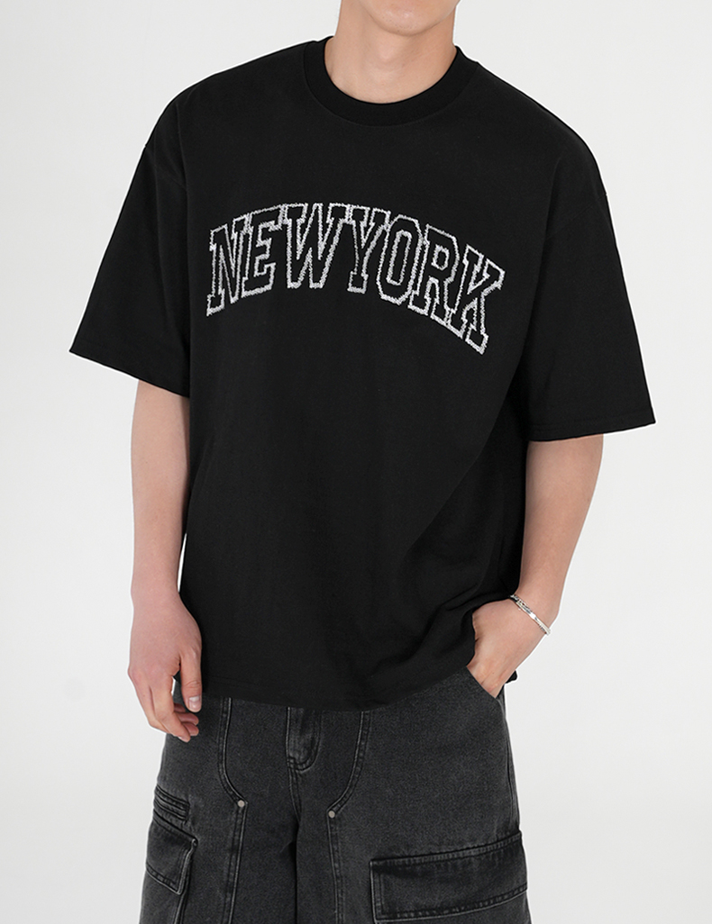 オーバーフィット ニューヨーク 刺繍 半袖Tシャツ