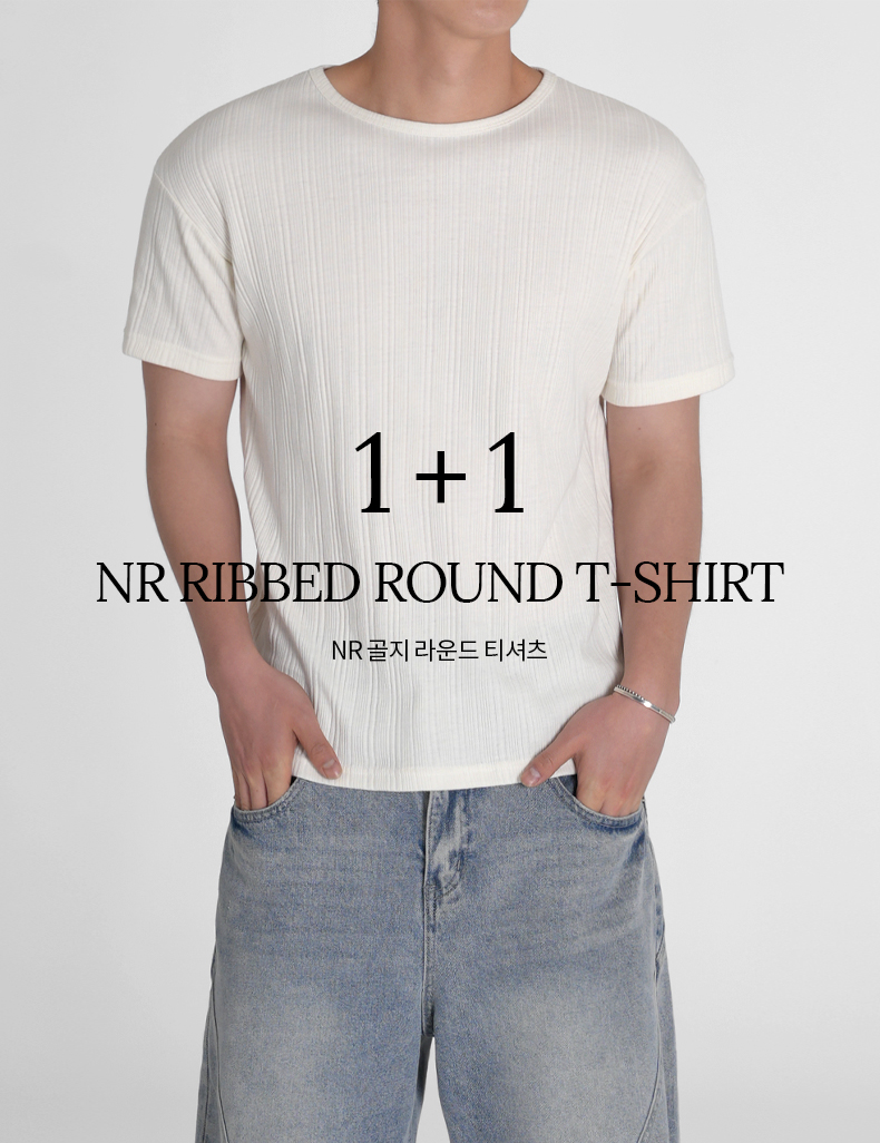 [1+1] NR リブ ラウンド Tシャツ